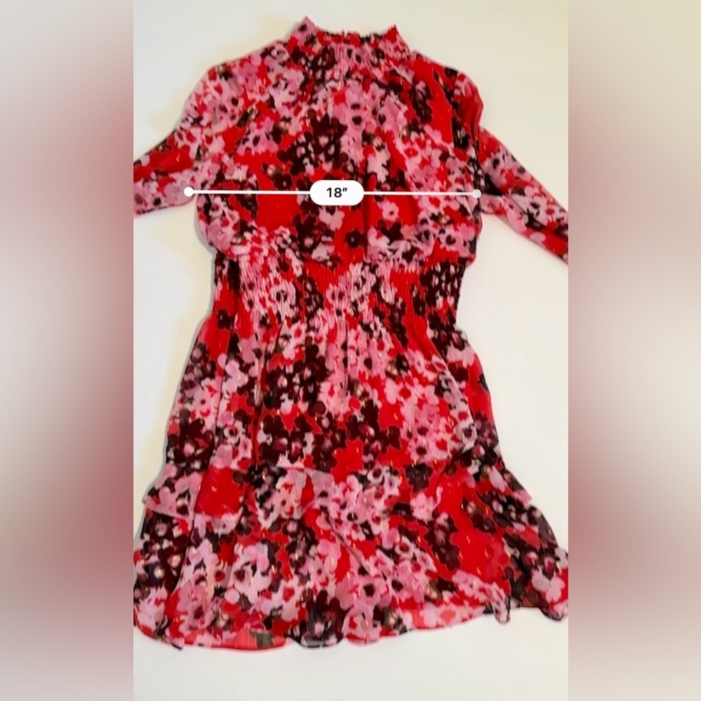 Taylor Long Sleeve Mock Neck Smocked Waist Floral Dress 10P - Picture 11 of 12